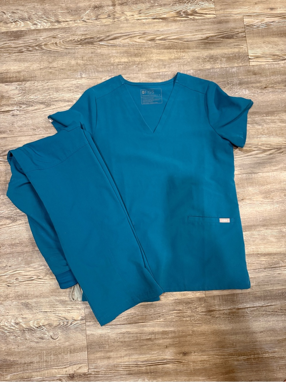 FIGS Kids Teal V-Neck Short Sleeve Top